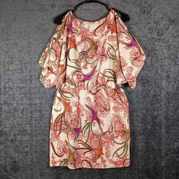 Angie Dress Women Large Red Swallow Print Cold Shoulder Rockabilly Tattoo - Picture 8 of 13